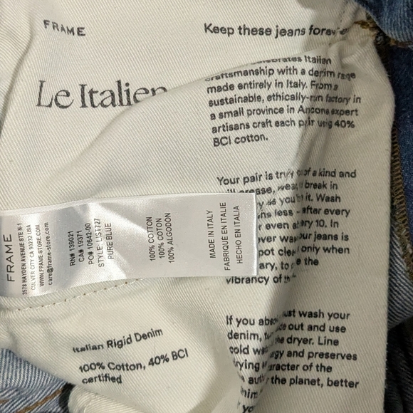 Frame Le Italien Straight Jean In Pure Blue - Picture 7 of 8